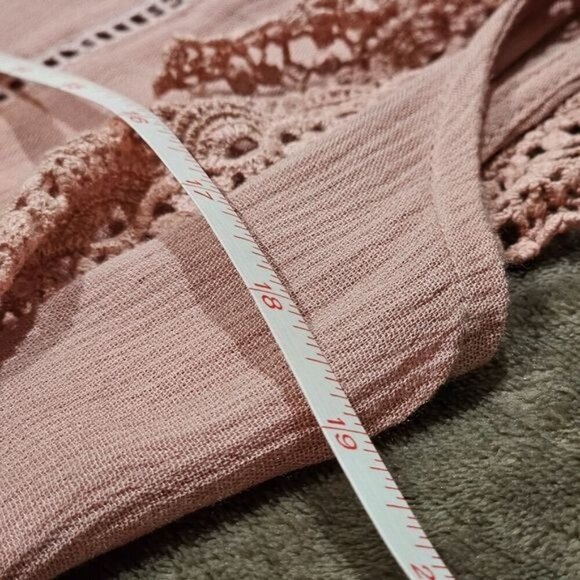 SHE + SKY ✦ Anthropologie Hi-Low Dress ✦ Mauve Cotton Crochet Lace Tiered M NWT - Picture 14 of 16